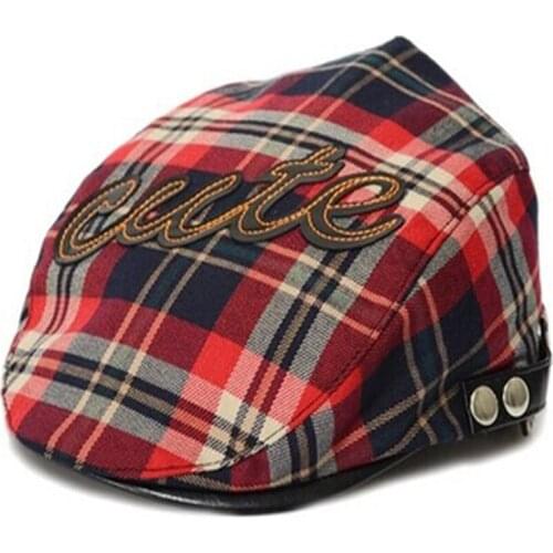 Baby Hats Toddler Newborn Cotton Caps Adjustable Beret for 1 2 3 Boys Newest Plaid Letter Chapeau Dress Children Sun Cute