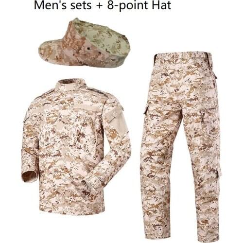 Mens Sets Derset Digital Camouflage Army Uniform ACU Ribstop Military Uiforms With 8-Point hat