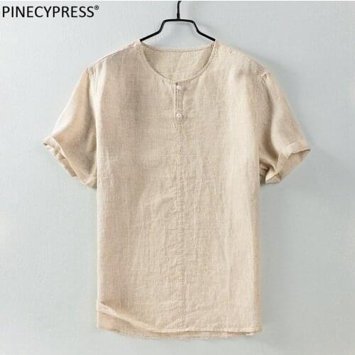 100% Linen Cool Dry Fast Breathable Anti-static Anti-radiation Man T-shirt Quality Khaki Summer Flax Short Sleeve Men T Shirt