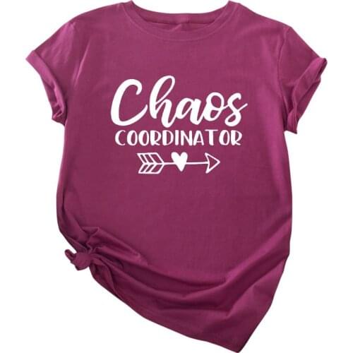 100% Cotton Summer Chaos Coordina Tor Womens T-shirt O-Neck Harajuku Top Casual Female T shirt Oversized Size S-5XL