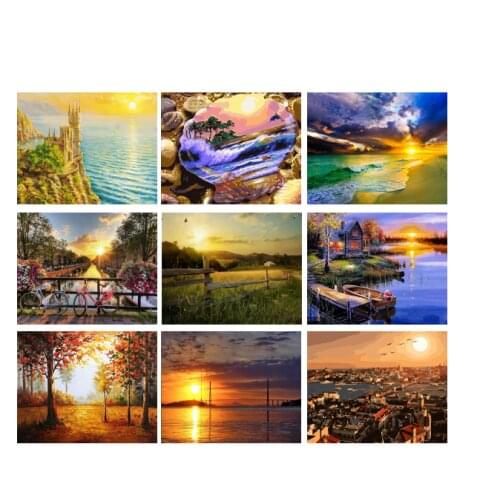 Hot selling The Landscape diy canvas painting by numbers for adults Acrylic Pigment paint by number