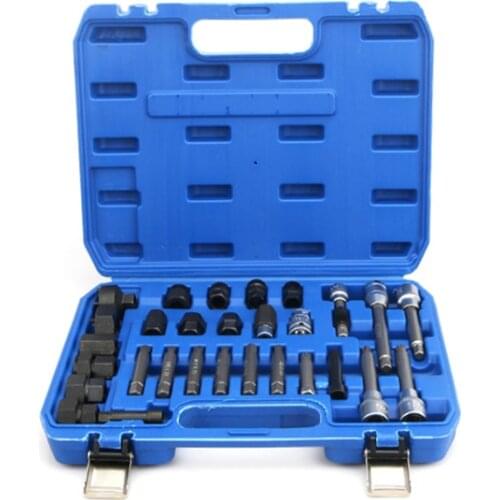 30 Pcs/Set Alternator Freewheel Pulley Removal Tool Special Socket Belt Pulley Disassembly Set For V-W Au-di B-M-W Vol-vo Fo-rd