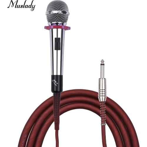 Dynamic Handheld Cardioid Condenser Microphone Wired Mic 4.5m/15ft Cable 6.35mm Plug for Music Singing Karaoke Stage Live
