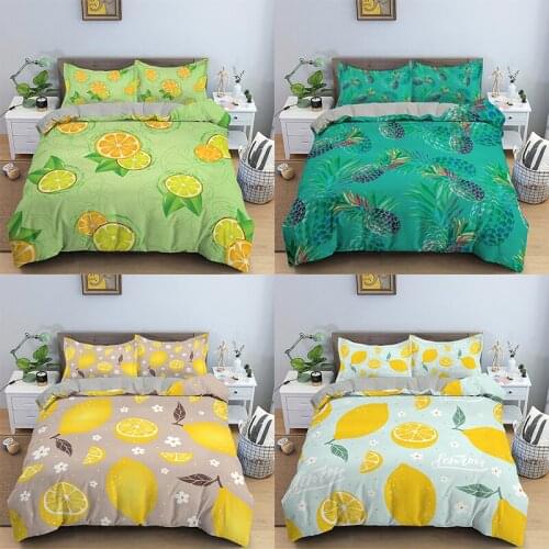 3D Printed Tropical Fruit Bedding Set Pineapple 2/3pcs Soft Quilt Cover / Duvet Cover Set Twin Full Queen King Size for Kids
