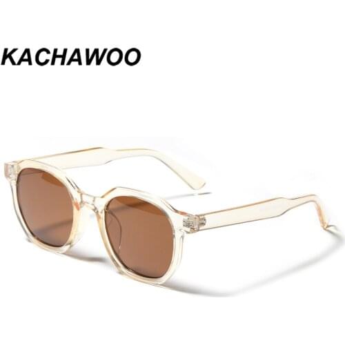 Kachawoo retro sunglasses round women fashion eyeglasses square men unisex accessories beige brown drop ship 2021 European style