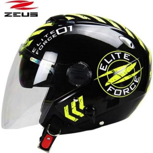 2019 New ZEUS Double Lens Motorcycle helmet ZS-202FB ABS Half Face 3/4 Safety Motorbike Helmets inner sunglasses with PC Visor