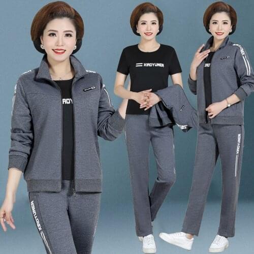 New Three-piece Set Womens Jacket And Harem Mom Spring And Autumn 3-Piece Set