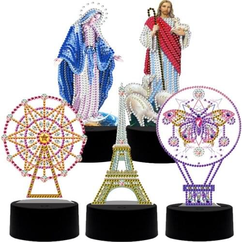 New 5D DIY Special Shaped LED Diamond Painting Night Light 7 Color Lamp Pad Acrylic Board landscape Home Decoration Gift