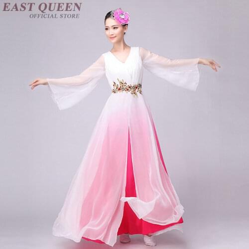 Wholesale Chinese Folk Dance Costume Fan Dance Dress Chinese Water Sleeve Fairy Dress Gauze Yangko Dance Costume XXL FF014 YQ