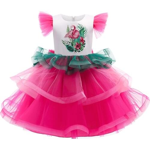 Summer Infant Girls Birthday Party Dress Unicorn Flamingo Sleeveless Princess Dress Halloween Party Dresses Baby Girls Costume