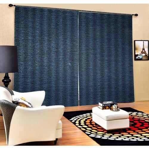 Blue curtains Luxury Blackout 3D Window Curtains For Living Room Bedroom Customized size Solid color curtain