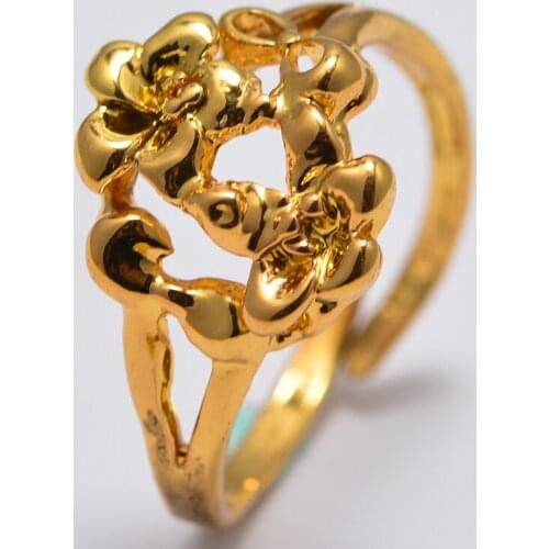 Sister flower Dubai African Gold Color Rings for Women Girls Arabian Middle East Jewellery Little Bangs Woman Mama Best Gifts