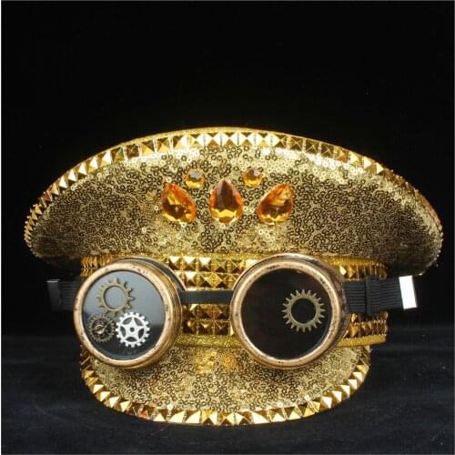 Steampunk Men Women Police Hat With Gear Classes Performance Military Hat Captain Hat Outdoor Guard Hat 3 Size