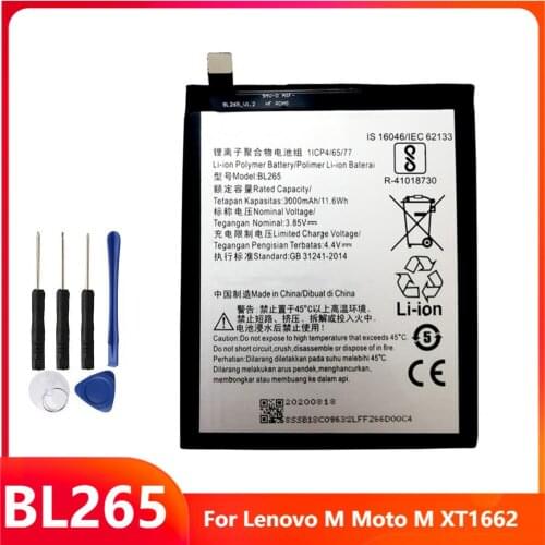 Original Replacement Phone Battery BL265 For Lenovo M Moto M XT1662 Genuine Rechargable Batteries 3000mAh With Free Tools