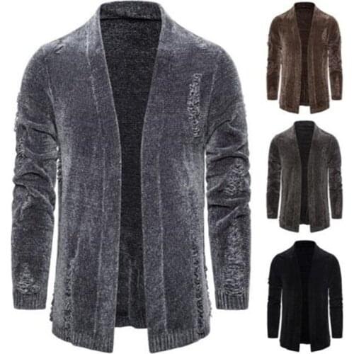 Autumn winter warm personality hollow design sweater men knitted sweaters coat vintage cardigan men overcoat tops sueter hombre