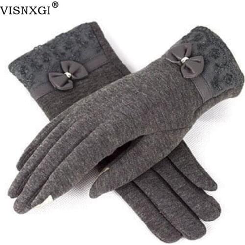 VISNXGI Women Winter Gloves Stretch Knitted Cashmere Keep Warm Gloves Mittens Winter Thicken Warm Accessories Wool Guantes Mujer