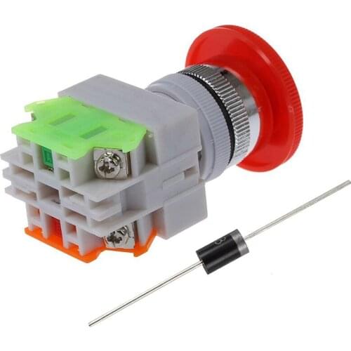 1x 600V 10A Off Switch Emergency Switch Push Button & 20 x1000V Rectifier Diode 1N5408 IN5408 DO201AD 3A Black