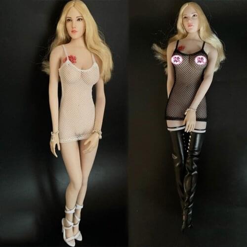 1/6 female figure clothes CJG-W017 suspender dress sexy mesh dress for 12 inch action figure accessories