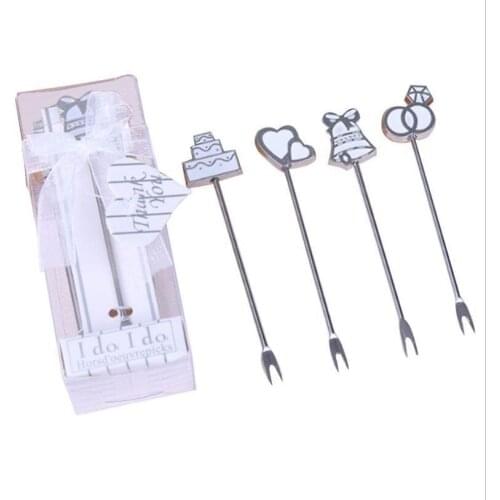 1PCS X I Do, I Do Hors d'oeuvre Picks Eco-friendly Stainless Steel Fruit Forks Wedding Favors