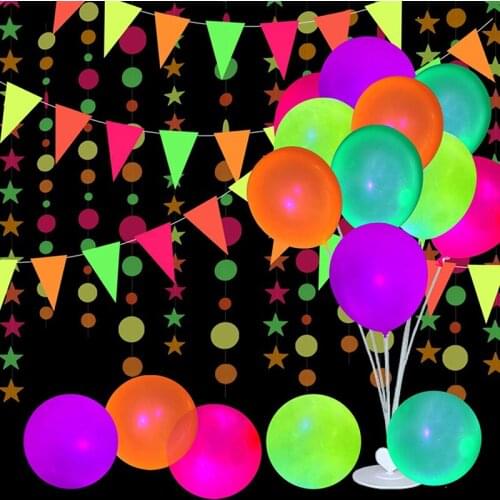 10pcs Neon Glow Balloons Fluorescent Dot Colorful Stars Luminous Balloons