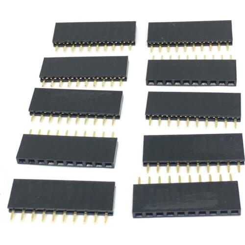 20PCS Pitch 2.54mm 1x10Pin 10 Pin Female Single Row Straight Header Strip Connector Socket