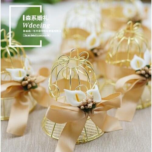 36pcs/lot Europe Creative Tin Birdcage Favor Boxes Small Bell Wedding Sweet Box Wholesale