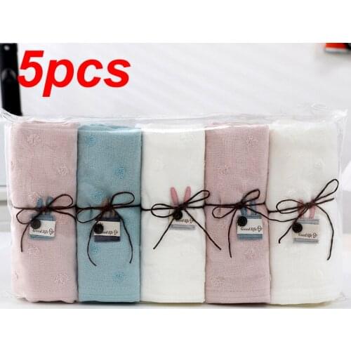 5Pcs/set Cartoon Cute Teacup Rabbit Gauze Cotton Absorbent Child Kid Soft 34x74cm Wash Towel Face