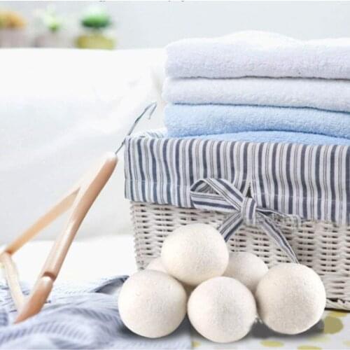 6pcs/pack Laundry Clean Ball Reusable Natural Organic Laundry Fabric Softener Ball Premium Organic Wool Dryer Balls