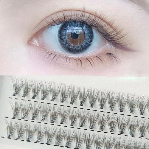 60Pcs 10 Root 0.1mm Thickness Natural False Eyelashes Grafting Fiber Long False Lashes Realistic Eyelash Extensions for Beauty