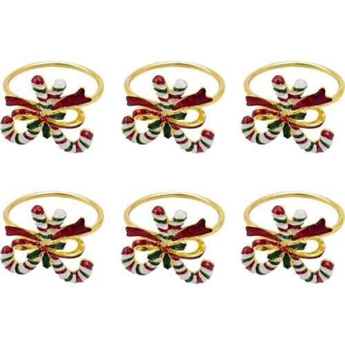 Promotion! 6 Pack Napkin Rings for Table Wedding Receptions, Christmas, Thanksgiving and Home Kitchen for Casual or Formal (Cand
