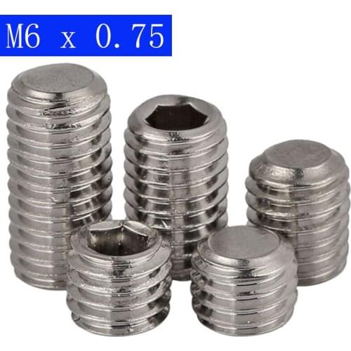 M6 x 0.75mm ( 6mm ) FINE PITCH Grub screws socket SET screws 304 stainless steel DIN 913