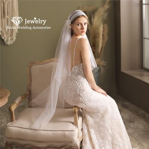 CC Head Veil Women Hair Accessory Wedding Hairwear Engagement Jewelry Vintage Veils With Hairpin Tulle Appliqued One Layer V820