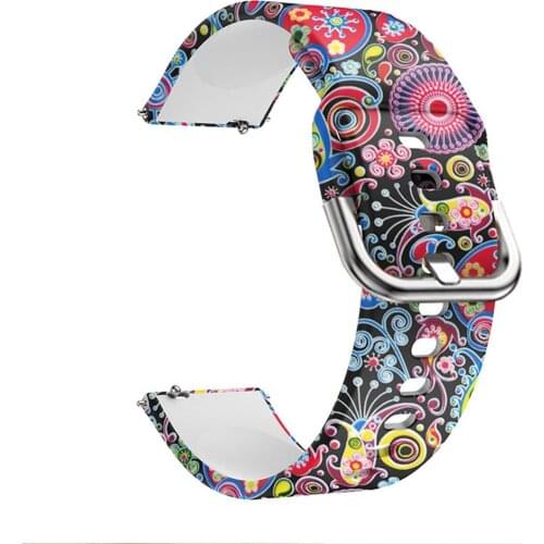 For Haylou Solar LS05 22mm Dynamic Watch Band Waterproof Flowery Color Painting Silicone Strap