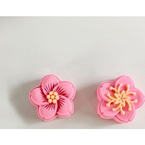 Double Peach Blossom Round Moon Cake Molds 50g Hand-Pressure 2 Stamps Mooncake Molds for Mid-Autumn DIY Pastry Tool Cookie Tool