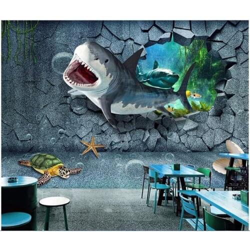 Custom photo mural 3d wallpaper Underwater world shark wall TV background Home decoration living room wallpaper for walls 3 d