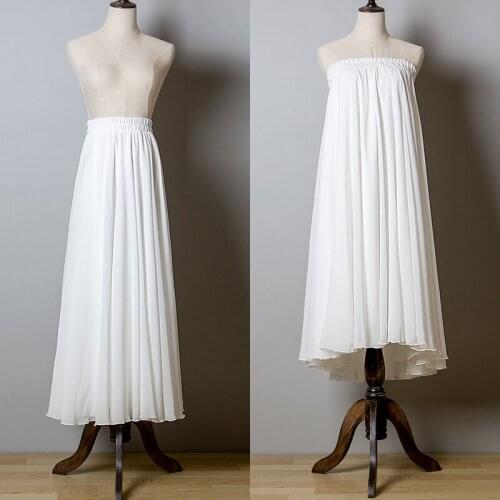 Quality Women Maxi White Skirt Faldas Jupe Femme Three Layer High Waist Women Boho Long Chiffon Skirts Saia Good