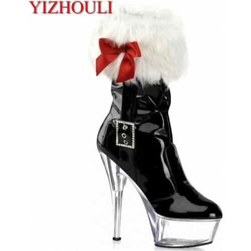 Hot sale classic ankle boots 6-7 inches 15-17cm high heel platform shoes, MAO MAO decorative sexy stage booties