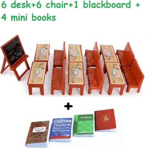 Mini Doll Accessory for LOLs doll School Classroom Pretend Play Toy Dollhouse Miniature Desk Blackboard Books Girls Gifts