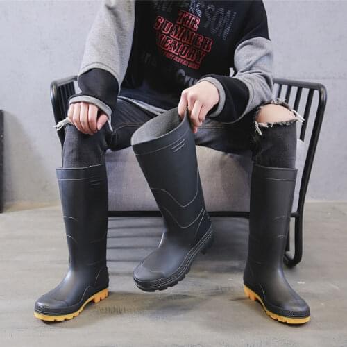 Men Rain Boots Workplace Kitchen Waterproof Anti-skip Anti-oil Labor Shoes Male Rainy Car Washing Mens Shoes