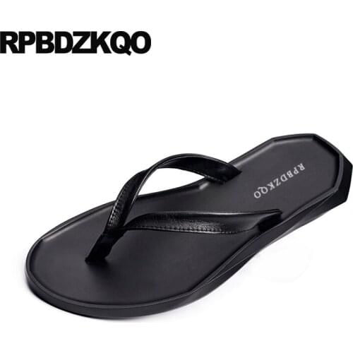 Mens Sandals 2018 Summer Outdoor Water Men Slippers Leather Fashion Black Flip Flop Beach Waterproof Soft Shoes Slides Designer