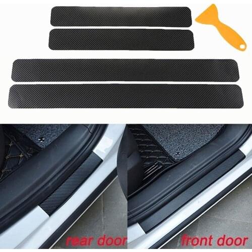 4Pcs 4D Carbon Fiber Auto Car Door Sill Stickers Anti-Scratch Protection Cover автомобильные товары