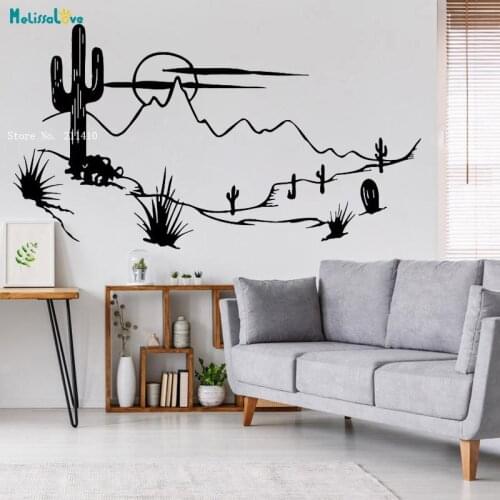 Desert Landscape Wall Decals Cactus Spines Flower Home Décor Living Room Vinyl Window Stickers Handmade YT4506