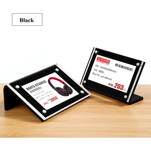 90*60mm L Shape Slant Stand Up Supermarket Price Acrylic Sign Holder for Inserts Plastic Small Table Price Sign Holder Stand
