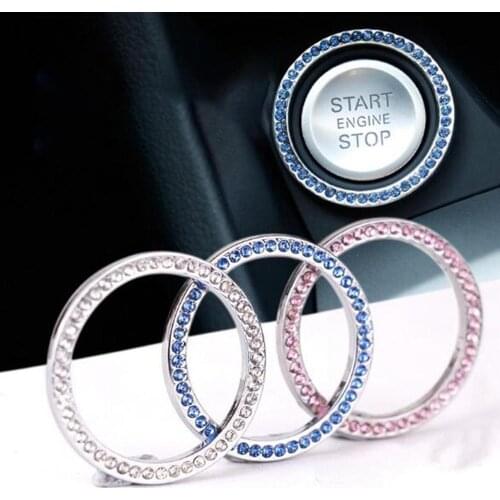 New Car Key One Button Start Ring Diamond Start Ring One Button Start Decorative Ring Rhinestone Car Decal Ring Button