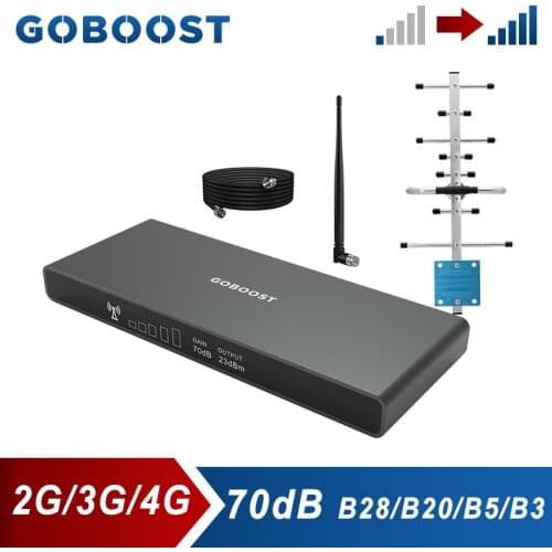 GOBOOST Single Band Signal Repeater 4G LTE 700 800 1800 MHz Cellular Amplifier 2G 3G 850 Booster with 10M Cable Kit New
