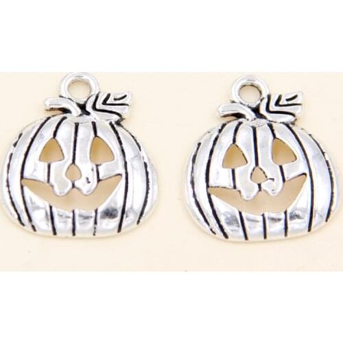 Wholesale 50Pcs Tibetan Silver Pumpkin Smiley Face Charms Pendants 18x16mm