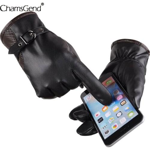 Men Pu Leather Gloves Winter Warm Sports Glove Protective Gears Motorcycle Bike Cycling Driving Gloves Guantes Invierno Black