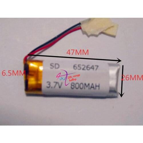 Tablet battery 3.7V,800mAH,[652647] PLIB; polymer lithium ion / Li-ion battery for dvr,GPS,mp3,mp4,cell phone
