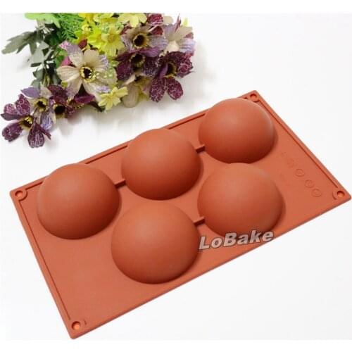 Latest 5 cavities big half ball shape silicone-mould easy demould cake fondant candy chocolate chip ice cube mold baking tools