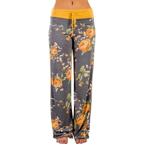 Casual Wide-leg Trousers Women Summer High Waist Floral Print Sweatpants For Female Loose Plus Size Streetwear Trouser Pants